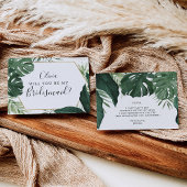 Tropical Monstera Bridesmaid Vorschlag Card Postkarte