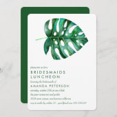 Tropical monstera Bridesmaids Luncheon Wedding Einladung (Vorne/Hinten)