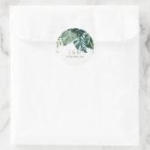 Tropical Monstera Foliage Green Monogram Wedding Runder Aufkleber (Tasche)