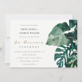Tropical Monstera Foliage Green Vow Renewal Einlad Dankeskarte (Vorderseite)