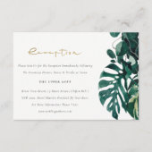 Tropical Monstera Foliage Green Wedding Reception Begleitkarte (Vorderseite)