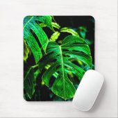 Tropical Monstera Glow – Jungle Leaf Photography Mousepad (Mit Mouse)