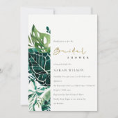 Tropical Monstera Green Fauna Brautparty laden Dankeskarte (Vorderseite)