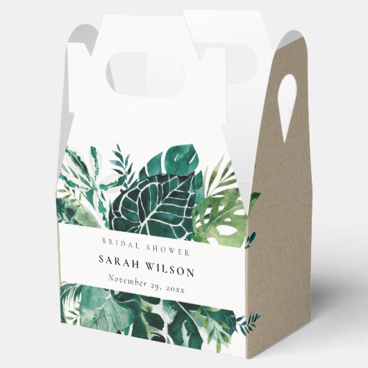 Tropical Monstera Green Foliage Brautparty Geschenkschachtel (Geöffnet)