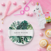 Tropical Monstera Green Foliage Brautparty Napk Pappteller (Party)