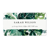 Tropical Monstera Green Foliage Leafy Address Labe (Vorne)