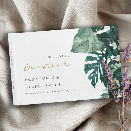 Tropical Monstera Green Foliage Leafy Wedding Gästebuch