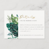Tropical Monstera Green Foliage Wedding Details En Begleitkarte (Vorderseite)