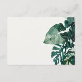 Tropical Monstera Green Foliage Wedding Details En Begleitkarte (Rückseite)