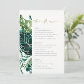 Tropical Monstera Green Foliage Wedding Menu Menükarte (Stehend Vorderseite)
