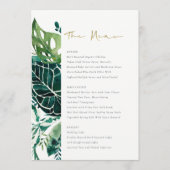 Tropical Monstera Green Foliage Wedding Menu Menükarte (Vorderseite)