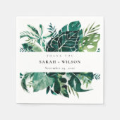 Tropical Monstera Green Foliage Wedding Vielen Dan Serviette (Vorderseite)