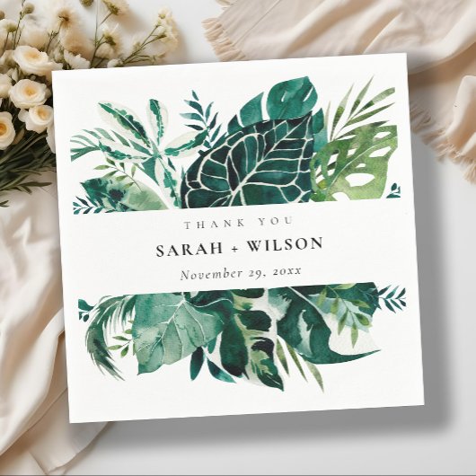 Tropical Monstera Green Foliage Wedding Vielen Dan Serviette