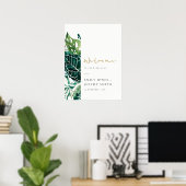 Tropical Monstera Green Foliage Wedding Welcome Po Poster (Heimbüro)