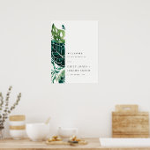 Tropical Monstera Green Foliage Wedding Willkommen Poster (Küche)