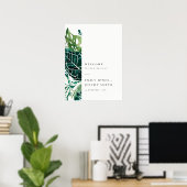 Tropical Monstera Green Foliage Wedding Willkommen Poster (Heimbüro)