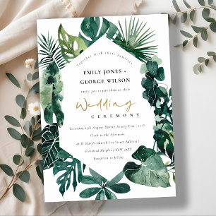 Tropical Monstera Green Hexagonal Wedding Einladun Dankeskarte