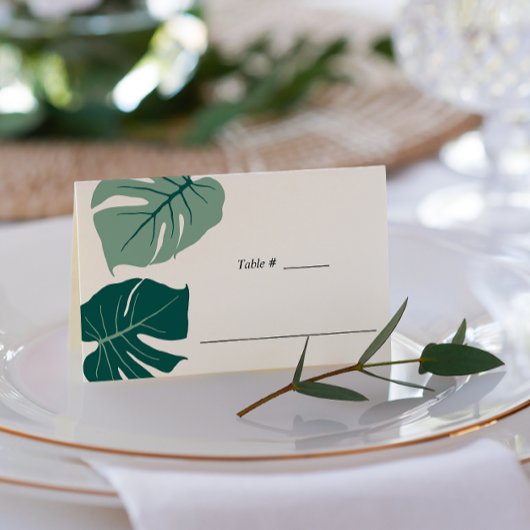 Tropical Monstera Green | Hochzeitstisch Platzkarte