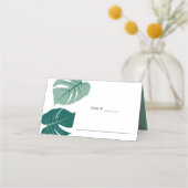 Tropical Monstera Green | Hochzeitstisch Platzkarte (Vorderseite)