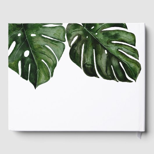 Tropical Monstera Green Leaf Wedding Gästebuch (Rückseite)