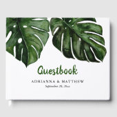 Tropical Monstera Green Leaf Wedding Gästebuch (Vorderseite)
