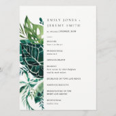 Tropical Monstera Green Leafy Foliage Wedding Programm (Vorderseite)