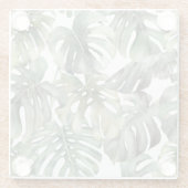 Tropical Monstera Grosse Wasserfarbenmuster Glasuntersetzer (Rückseite)