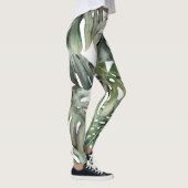 Tropical Monstera Grosse Wasserfarbenmuster Leggings (Rechts)