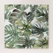 Tropical Monstera Grosse Wasserfarbenmuster Puzzle (Horizontal)