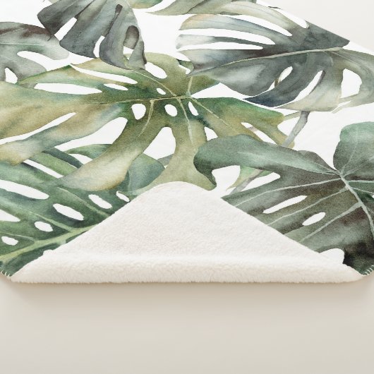 Tropical Monstera Grosse Wasserfarbenmuster Sherpadecke (3/4)