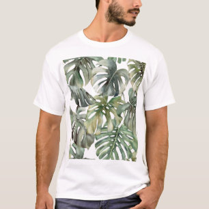 Tropical Monstera Grosse Wasserfarbenmuster T-Shirt