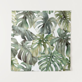 Tropical Monstera Grosse Wasserfarbenmuster Wandteppich
