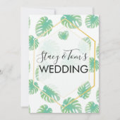Tropical Monstera Hand Drawn Botanische Hochzeit Einladung (Vorderseite)