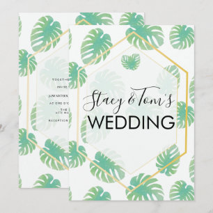 Tropical Monstera Hand Drawn Botanische Hochzeit Einladung