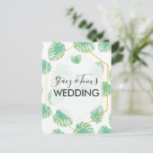 Tropical Monstera Hand Drawn Botany Wedding Postkarte (Stehend Vorderseite)