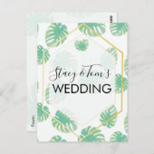Tropical Monstera Hand Drawn Botany Wedding Postkarte (Vorne/Hinten)