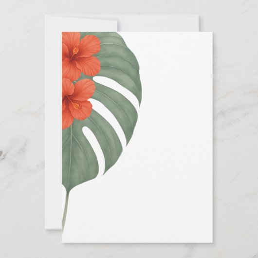 Tropical Monstera & Hibiscus Wedding Einladung (Rückseite)