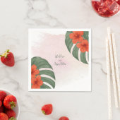 Tropical Monstera & Hibiscus Wedding Serviette (Beispiel)