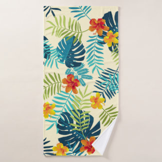 Tropical Monstera Hibiskus Summer Pattern Badehandtuch