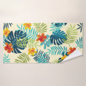 Tropical Monstera Hibiskus Summer Pattern Badehandtuch (Badehandtuch)