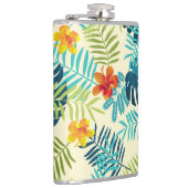 Tropical Monstera Hibiskus Summer Pattern Flachmann (Rechts)