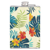 Tropical Monstera Hibiskus Summer Pattern Flachmann (Rückseite)