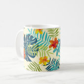 Tropical Monstera Hibiskus Summer Pattern Kaffeetasse (Vorderseite Links)