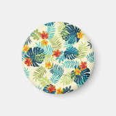 Tropical Monstera Hibiskus Summer Pattern Magnet (Vorne)
