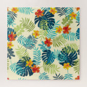 Tropical Monstera Hibiskus Summer Pattern Puzzle (Horizontal)