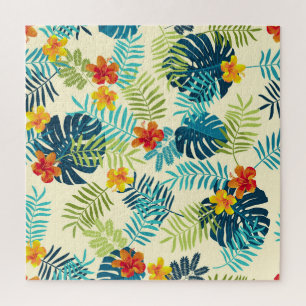 Tropical Monstera Hibiskus Summer Pattern Puzzle