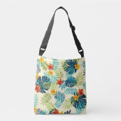 Tropical Monstera Hibiskus Summer Pattern Tragetaschen Mit Langen Trägern (Vorderseite)