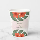 Tropical Monstera & Hibiskus Wedding Pappbecher (Vorderseite)