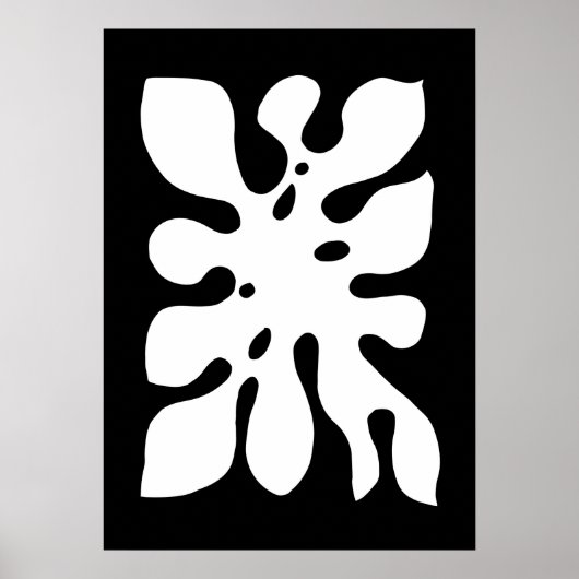 Tropical Monstera Jungle Leaf Black and White Poster (Vorne)