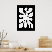Tropical Monstera Jungle Leaf Black and White Poster (Küche)